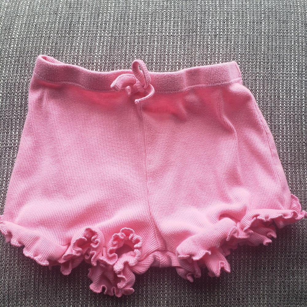 Pink Ruffled Knit Shorts for Kids